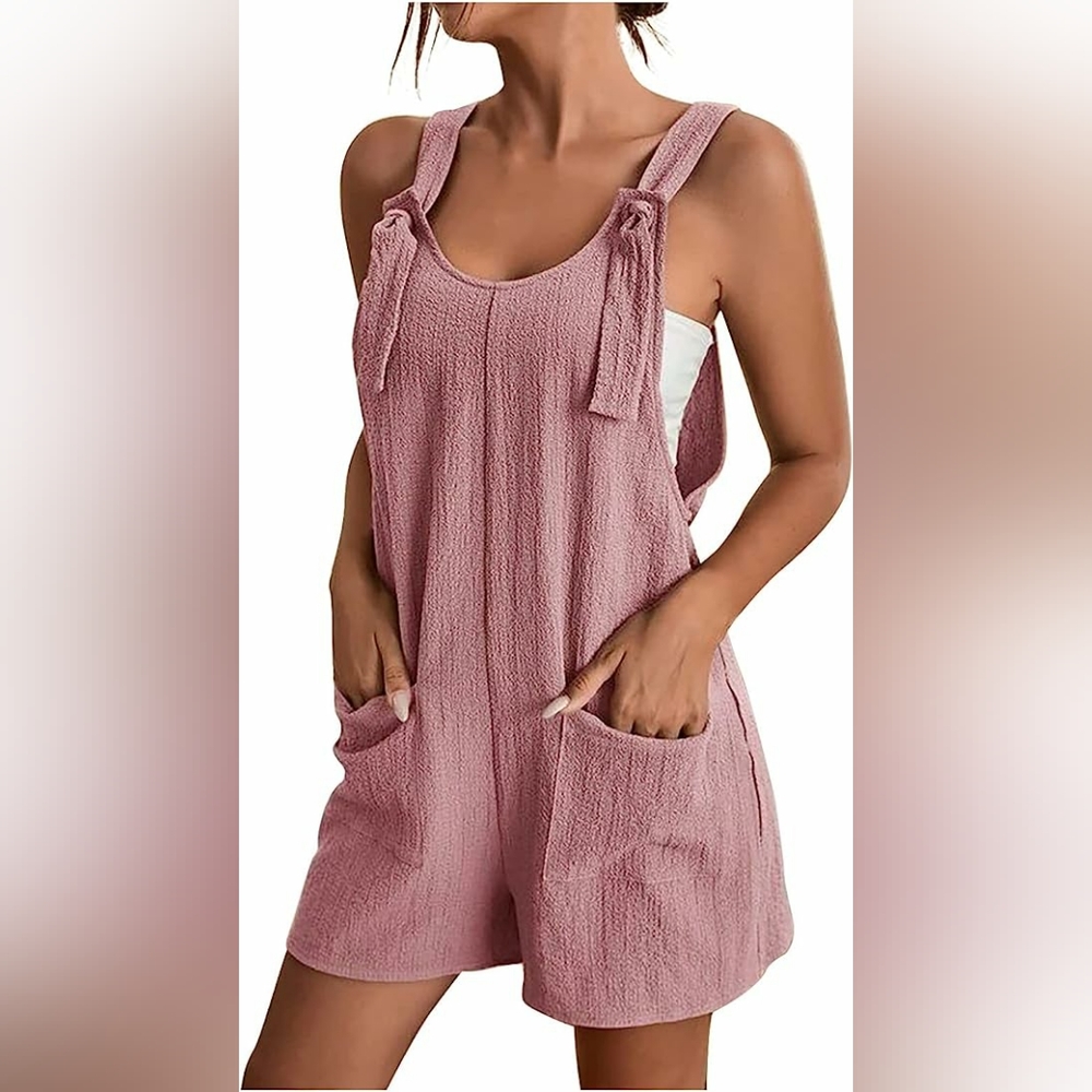 Rayon Linen Blend Romper Jumpsuit Overalls Womens size Small